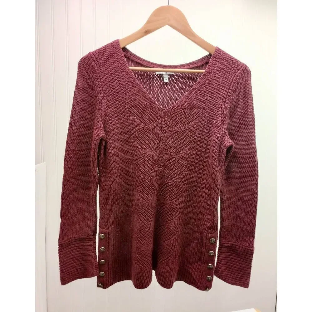 Sonoma dark red patterned knit sweater size medium